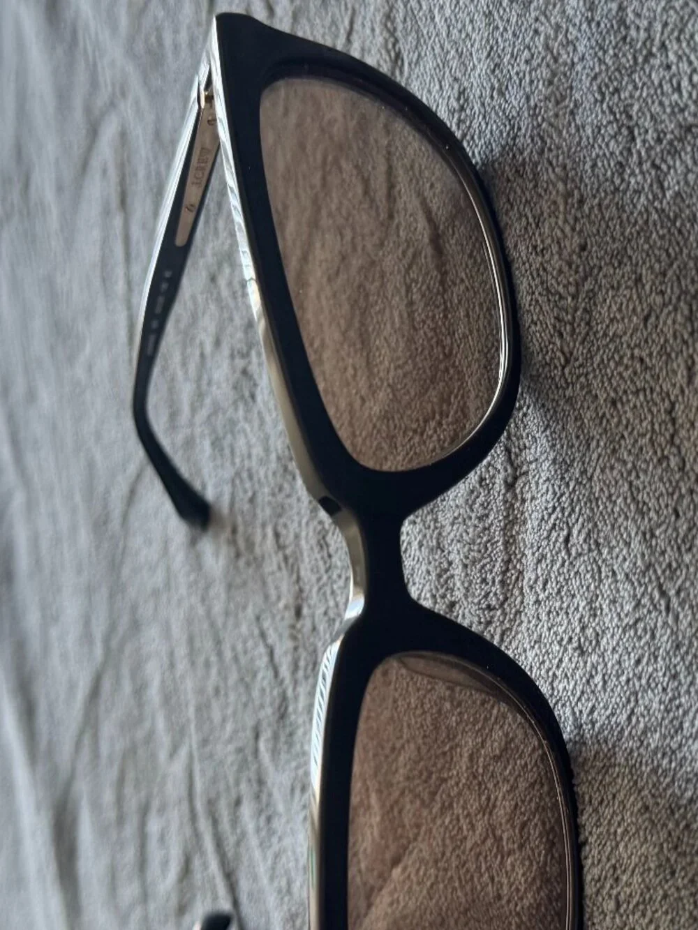 J Crew Black Square Sunglasses Gold Metal Temple Accents
